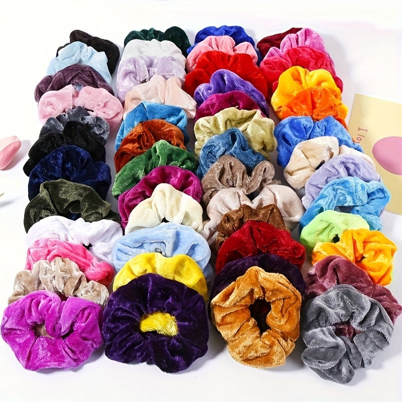 Soft Velvet Hair Ties Set of 20 Solid Color Ponytail Holders for Women Girls