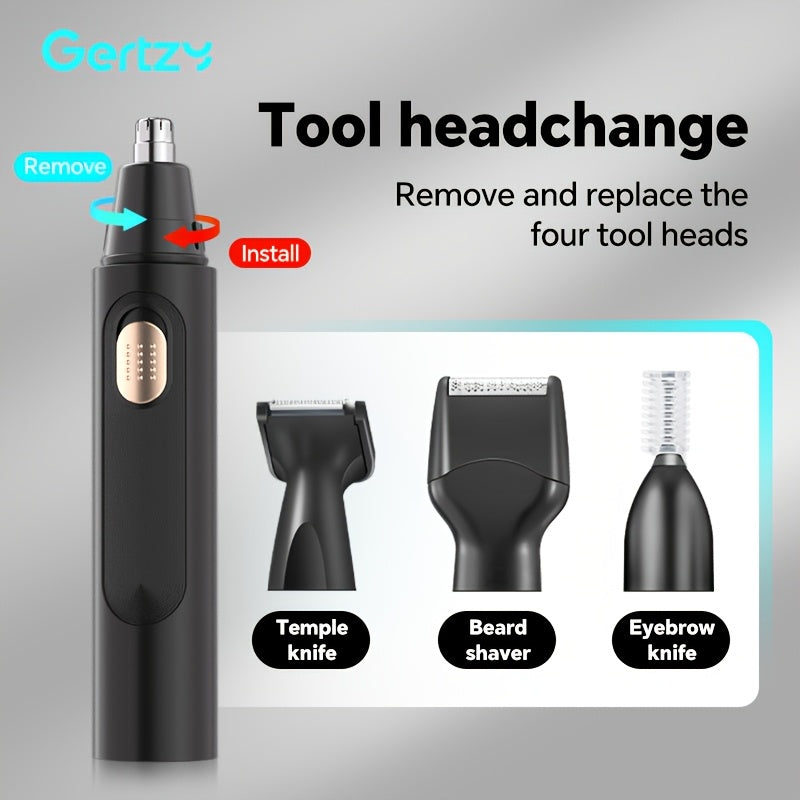 Set de belleza profesional 4 en 1: recortadora de nariz, orejas, vello facial, barba y cejas, recargable por USB