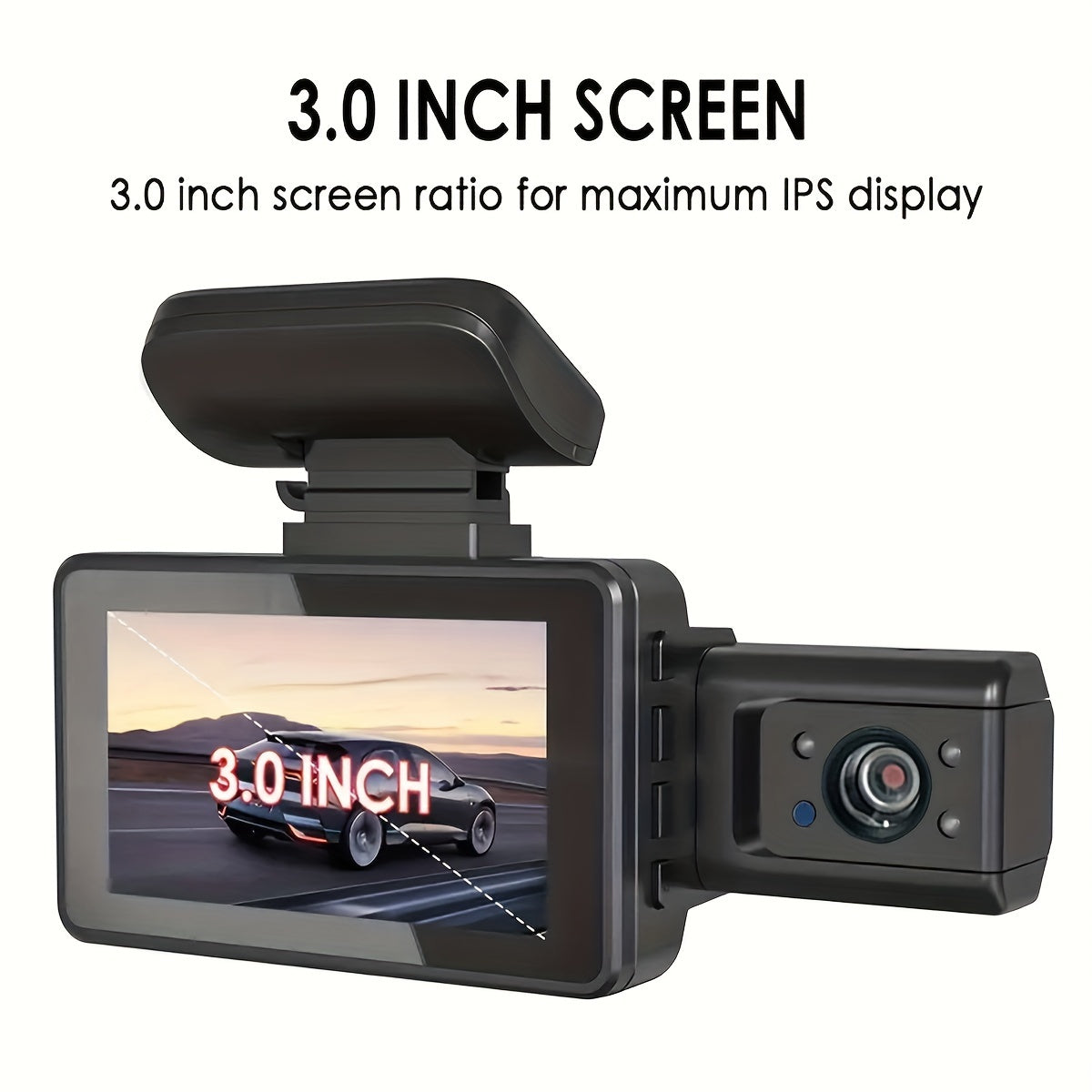 Dual Lens Car Dash Cam 7.62cm Screen Night Vision Wide Angle Loop Recording