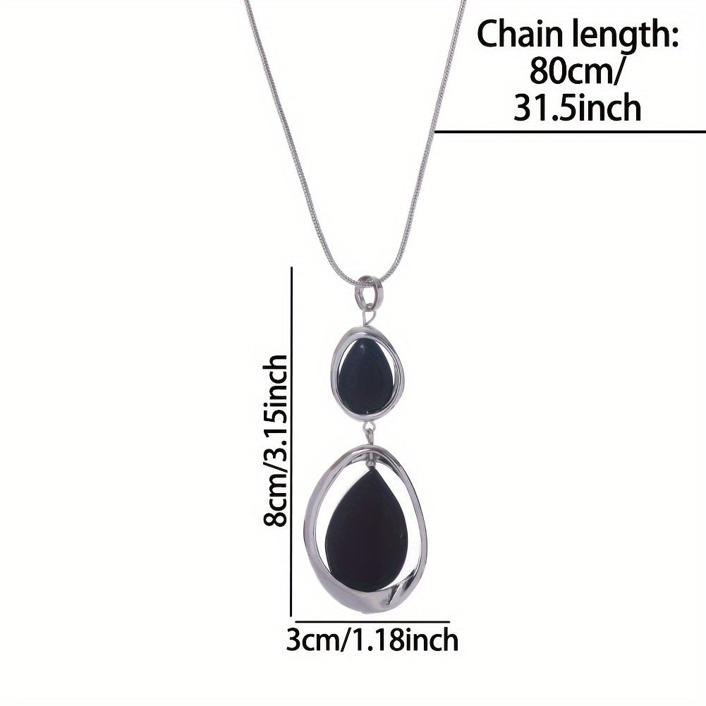 Collar con colgante geométrico de piedra negra para mujer, aleación de zinc, joyería larga para uso diario y fiestas