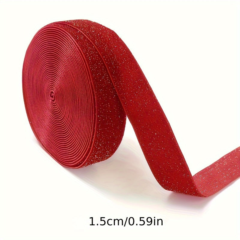 Red Velvet Ribbon 4.57m Glitter Accents for Gift Wrapping Wreaths and Decorations