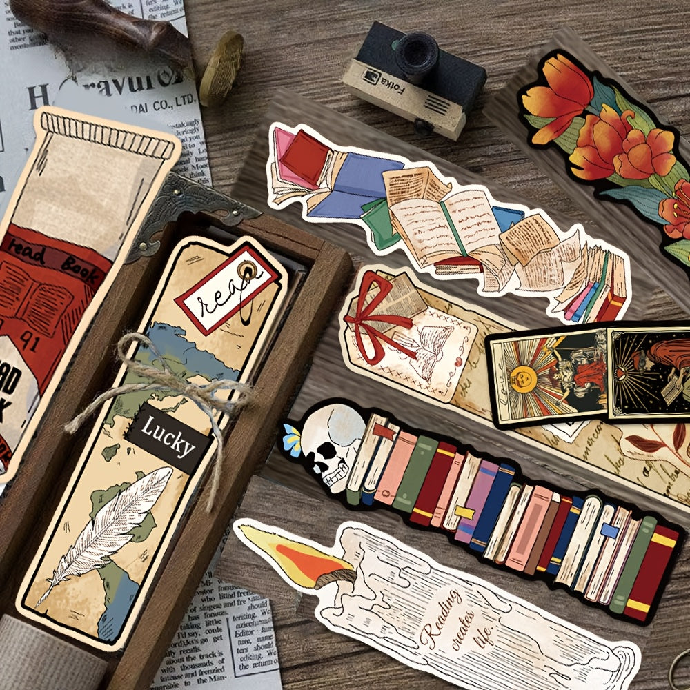 30 Vintage Reading Themed Bookmarks Paper Irregular Design Gift for Book Lovers