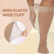 Plus Size Sheer Knee High Socks for Women 6 Pairs Nylon Ribbed Stockings in Black Light Brown Dark Brown