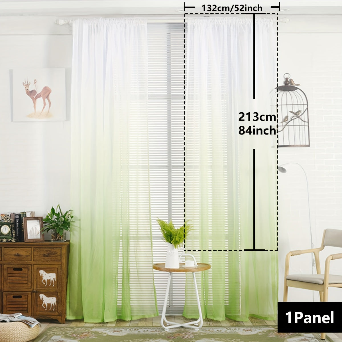 Gradient Sheer Curtains 1pc Two-Tone Top and Bottom Wear Rod Style Home Decor