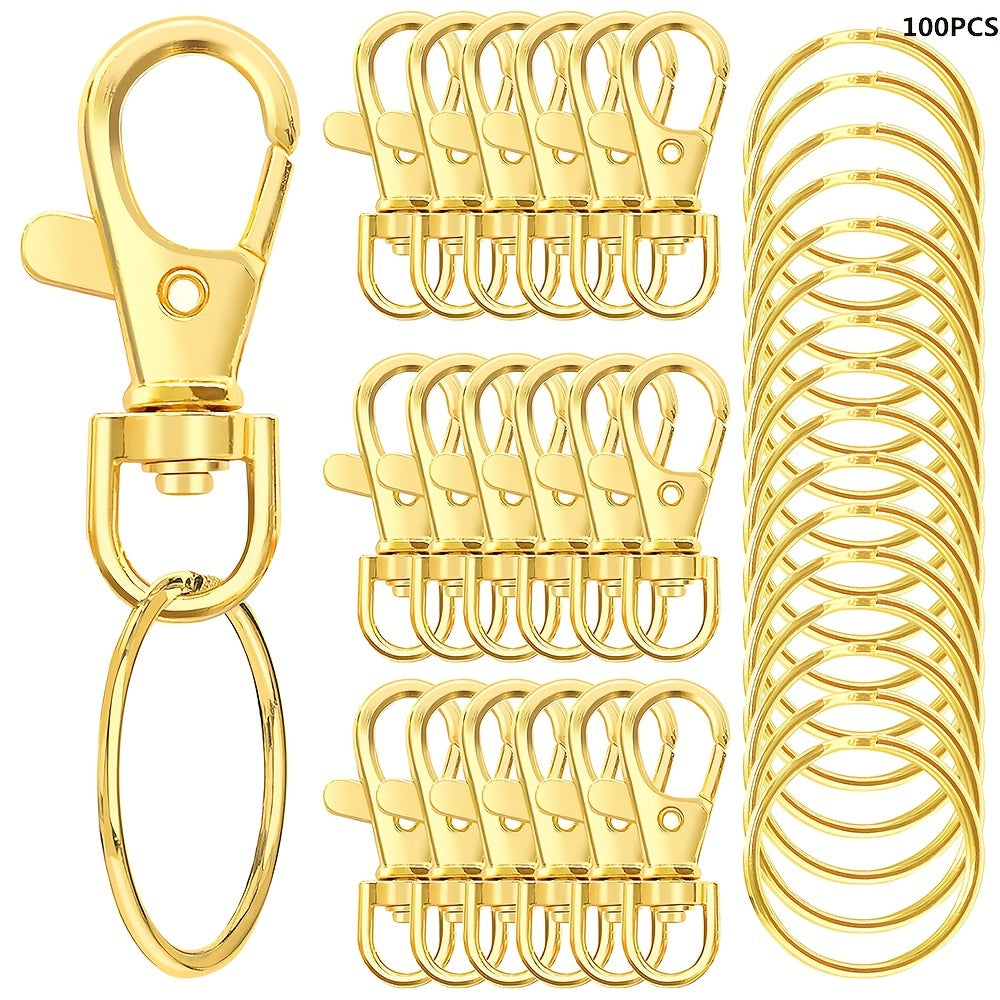 Jewelry Findings 100pcs Rotating Lobster Clasps Keychains and Rings for Crafts