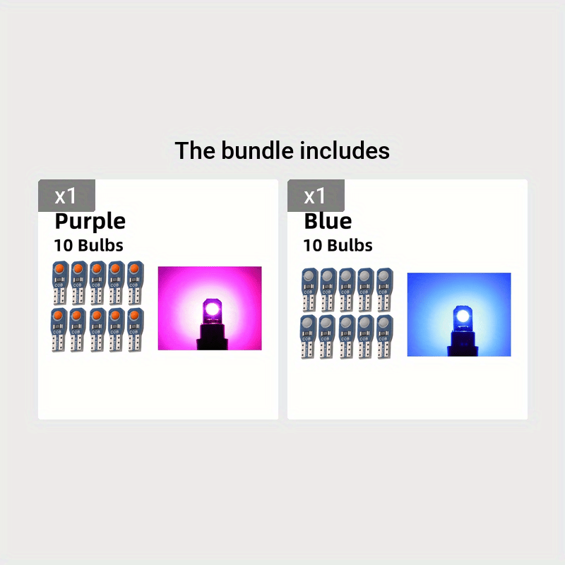 10 Pieces T5 LED Car Dashboard Lights 12V DC Instrument Panel Indicator