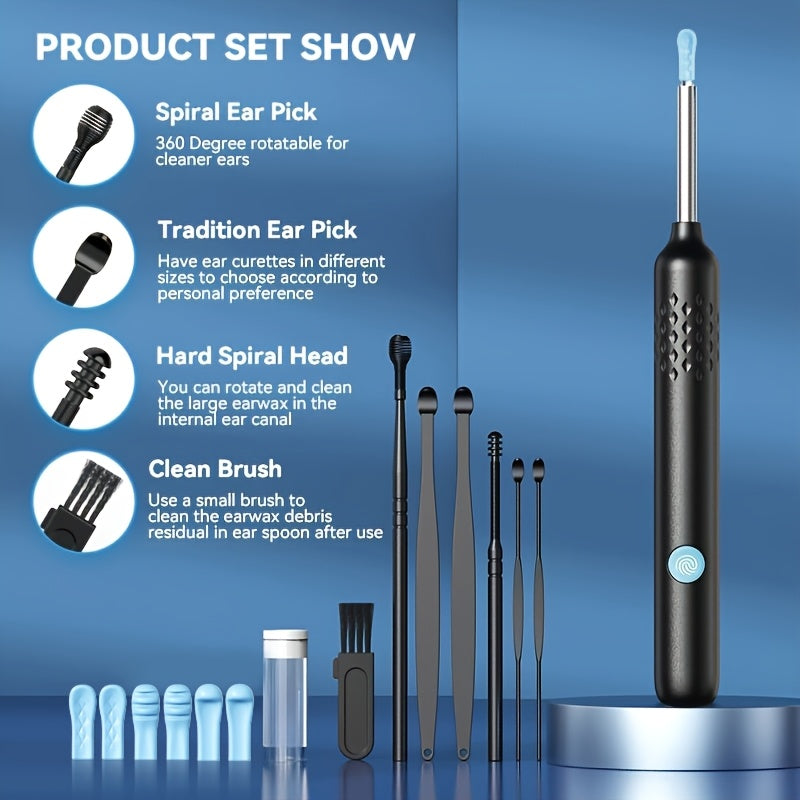 Rechargeable Camera Ear Wax Removal Kit with Ear Scoop and 6/7 Ear Picks