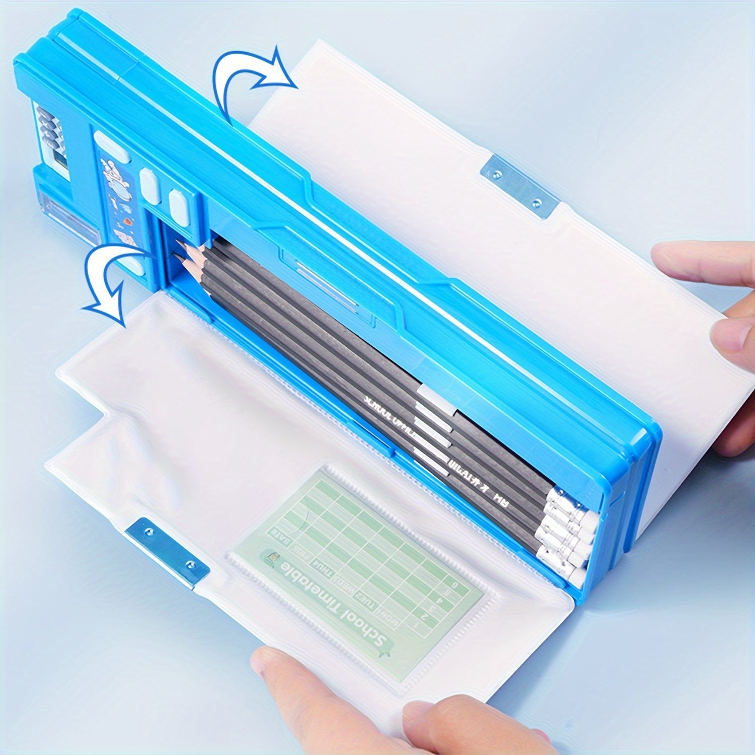 Kids Pencil Case with Calculator and Desk Organizer Pink Purple Design