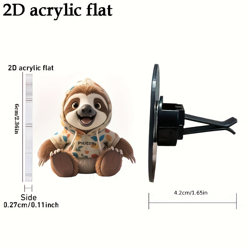 Cute 2D Flat Sloth Car Vent Clip Air Freshener with Aromatherapy Pads