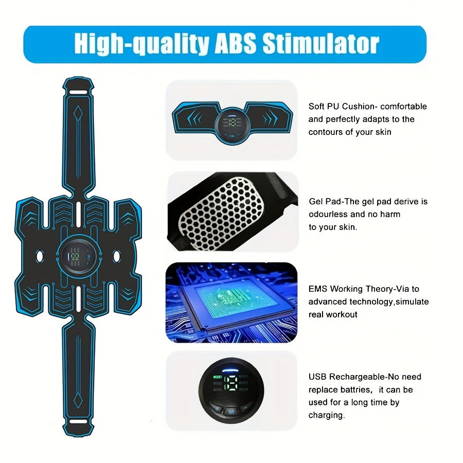 Masajeador muscular con carga USB para brazos y abdomen con múltiples modos y temporizador de 15 minutos