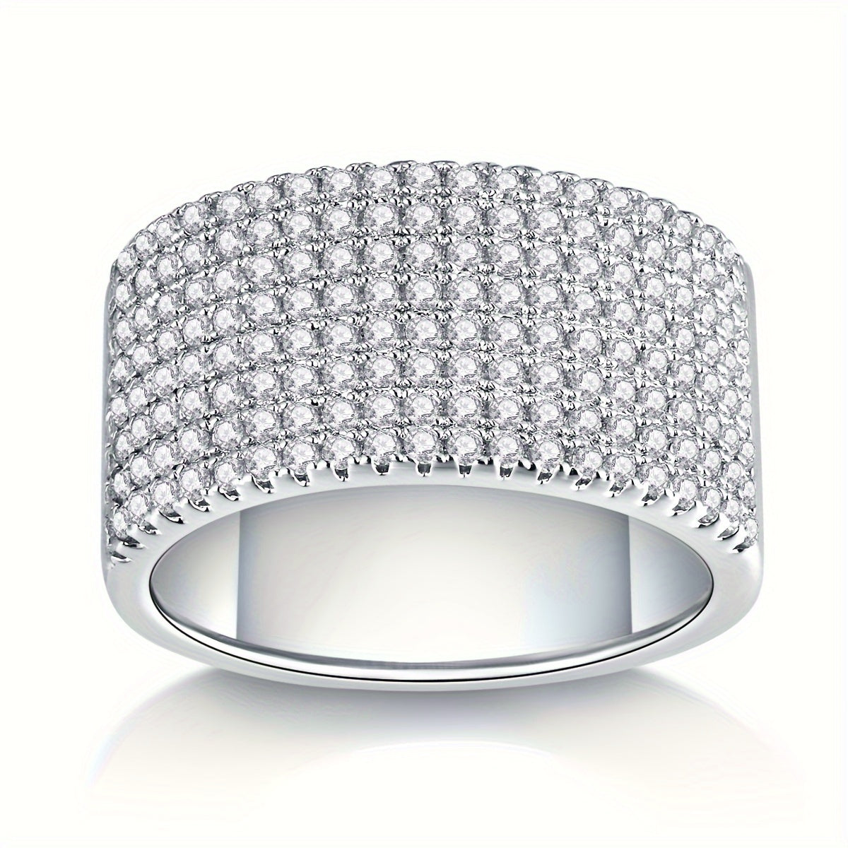 Women's Sterling Silver Wedding Band with Moissanite Stones 177pcs 0.006ct