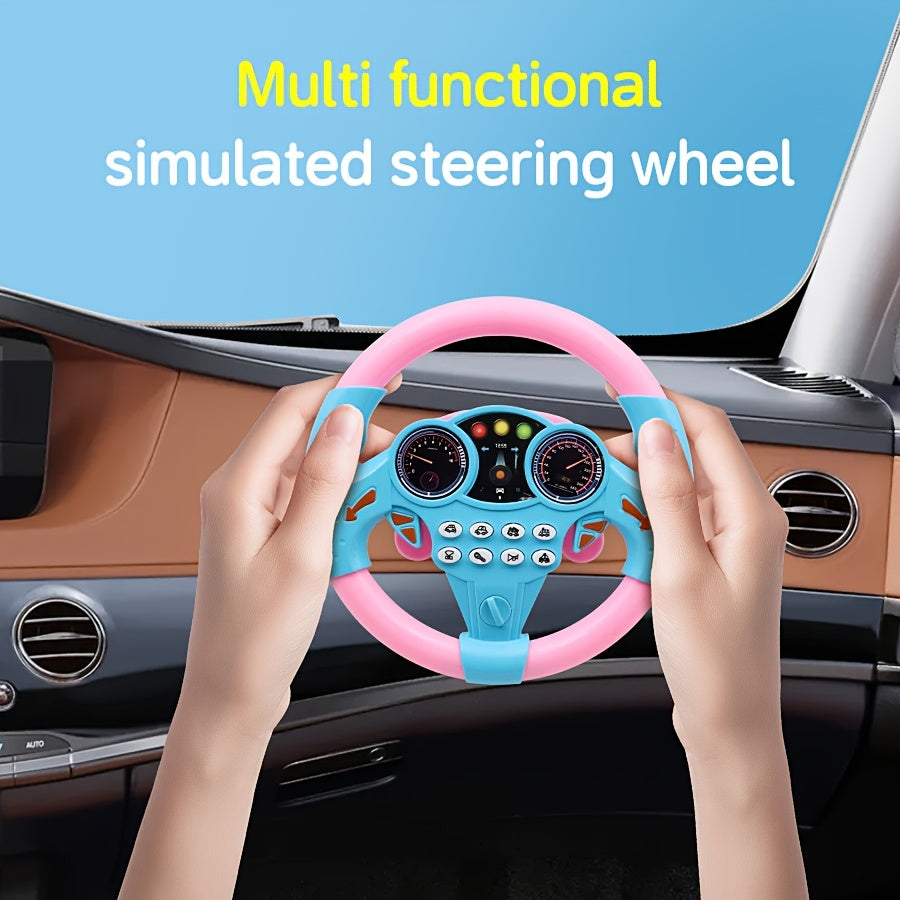 Toy Steering Wheel for Kids 3+ ABS Resin Battery-Free Educational Toy in Yellow and Pink