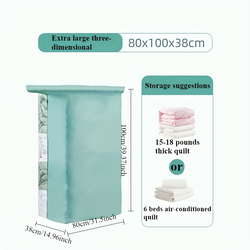 1 dona Katta Hajmli Vakuum Siqish Saqlash Sumkasi, Mustahkam Rang, PA Material, Nilon, Zamonaviy, Umumiy O'lcham, Sayohat Uchun Qulay, To'liq Suv O'tkazmaydigan, Hasharot va Changga Qarshi, Nasos Talab Qilmaydi