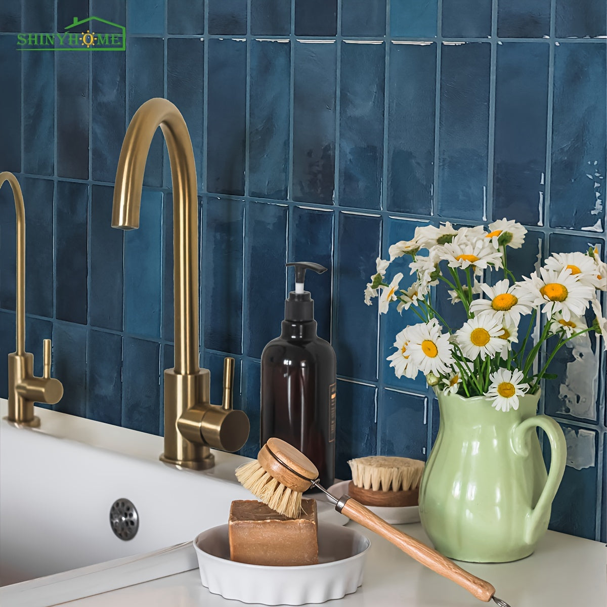 5Pcs 3D Self-Adhesive Wall Tiles Waterproof Heat-Resistant Bathroom Kitchen Backsplash