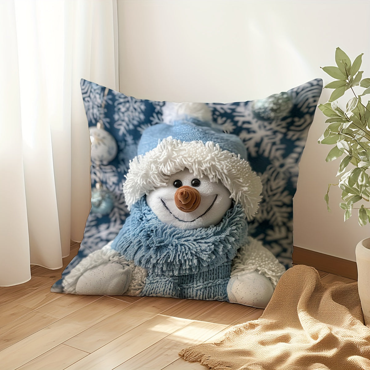 Rojdestvo qor pashasi va daraxt bosma yostiq qoplami 44.96cm bayramona uy bezaklari uchun divan va yotoqxona