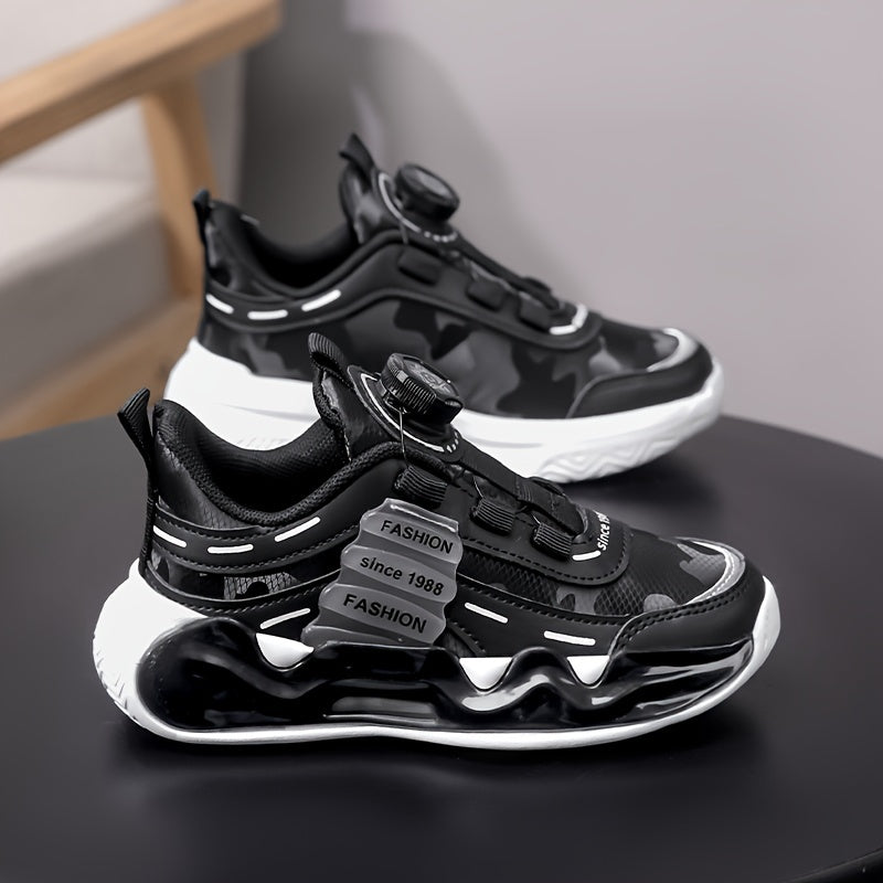 Zapatillas de rayas para niños con hebilla giratoria, forro transpirable, suela antideslizante de EVA