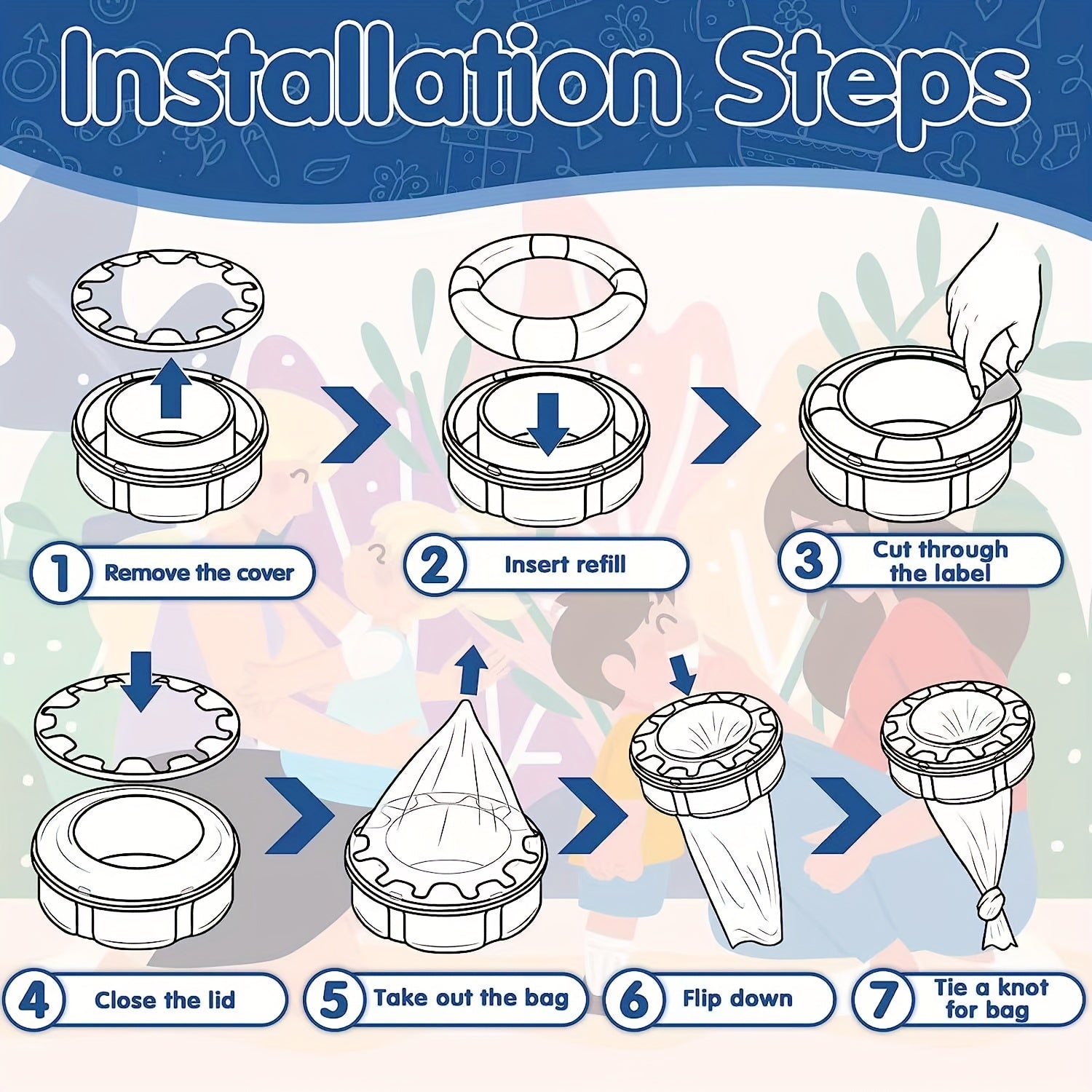 Diaper Disposal System Anti-Odor Garbage Bags 44.96cm Replacement for Baby Diaper Pail