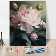 Hand-Painted Paint by Numbers Kit with Peony Design 40x50cm Frameless Canvas for Adults