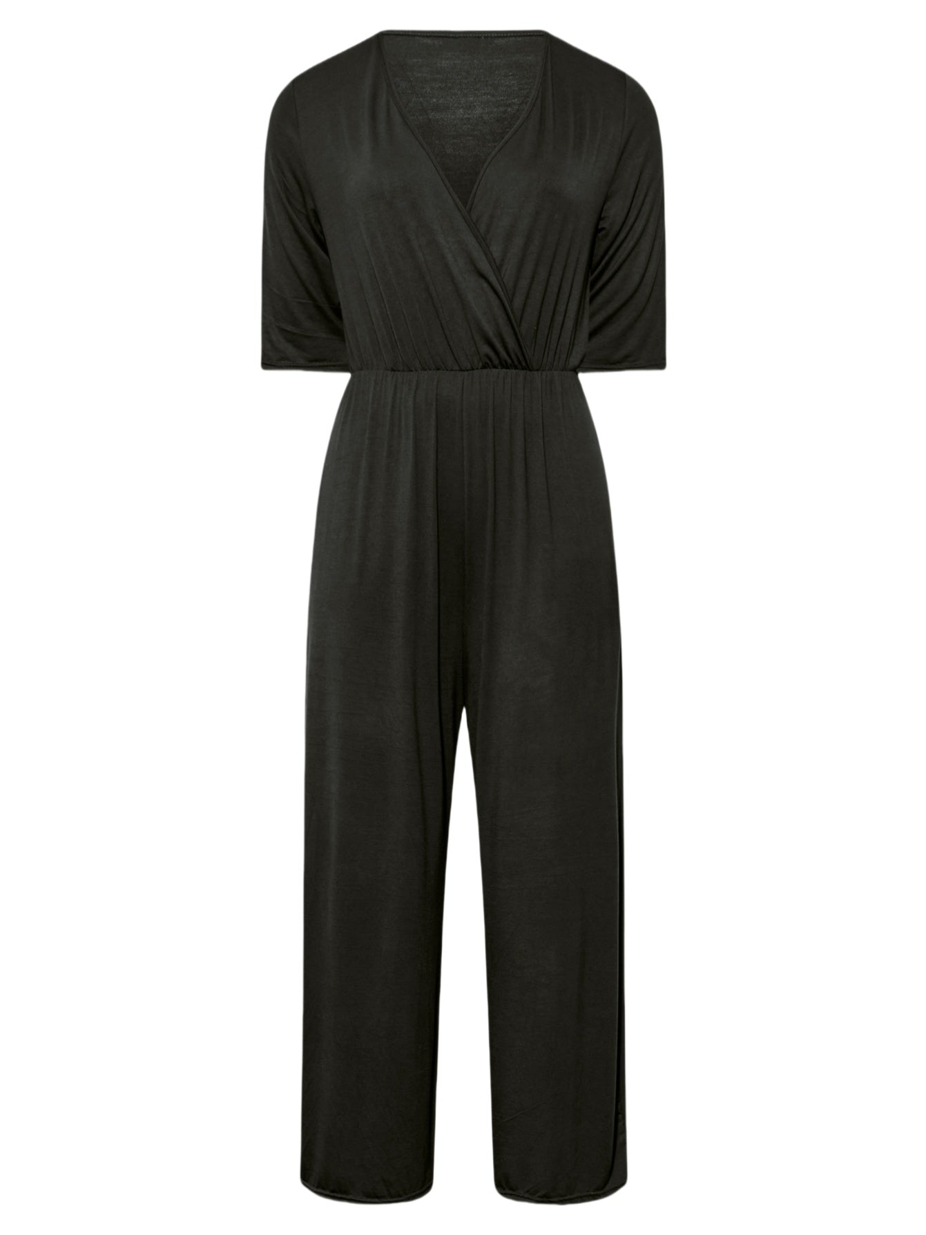 Plus Size Women's Jumpsuits V-Neck Elastic Waist Wide Legs Summer Spring