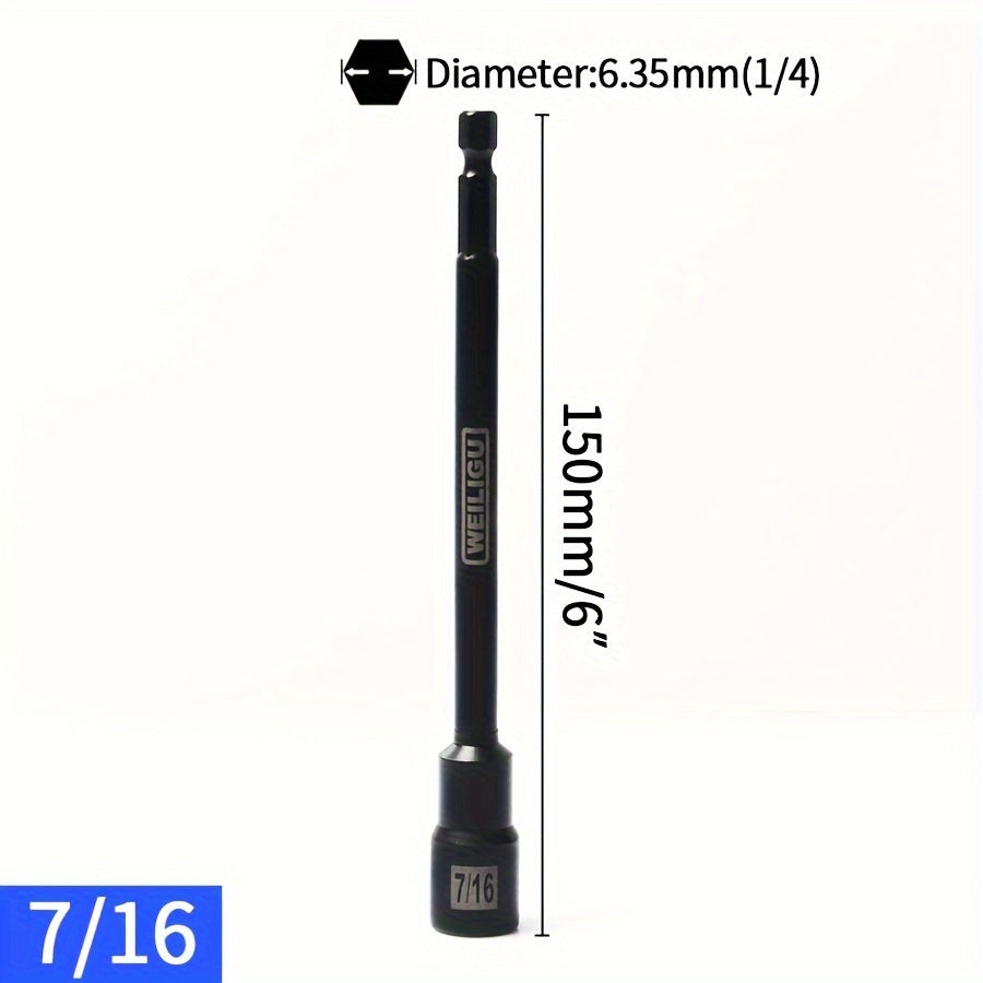 Magnetic Socket Set Black Chrome Vanadium Steel 150mm Extension