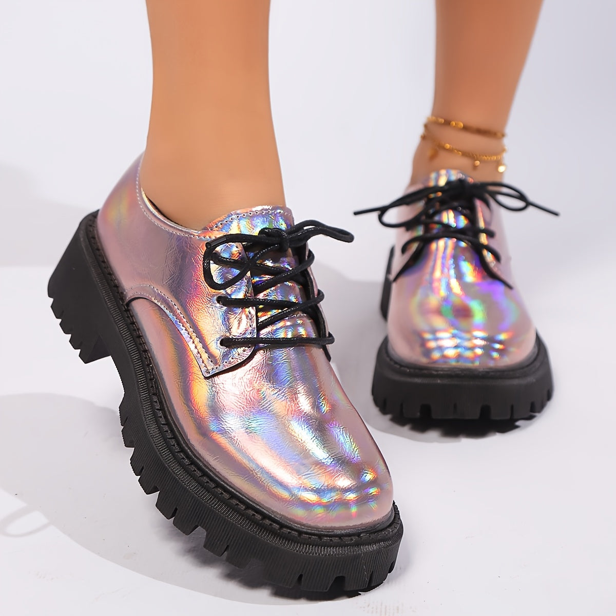 Women's Platform High Heel Boots Solid Color Lace-Up Dress Style