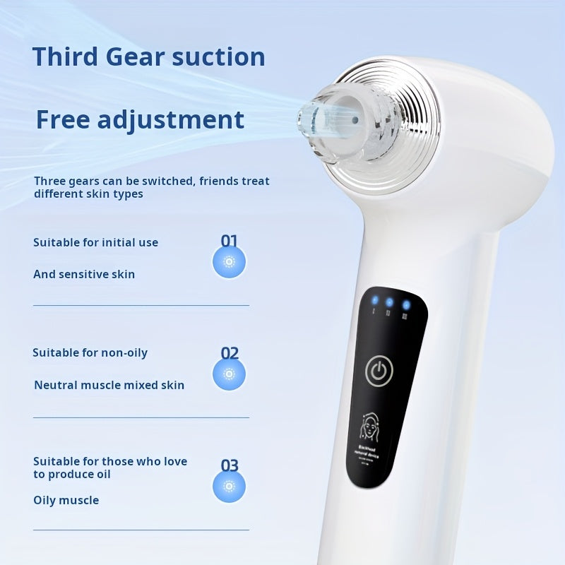 Electric Blackhead Remover USB Rechargeable with 3 Modes and 5 Nozzle Tips