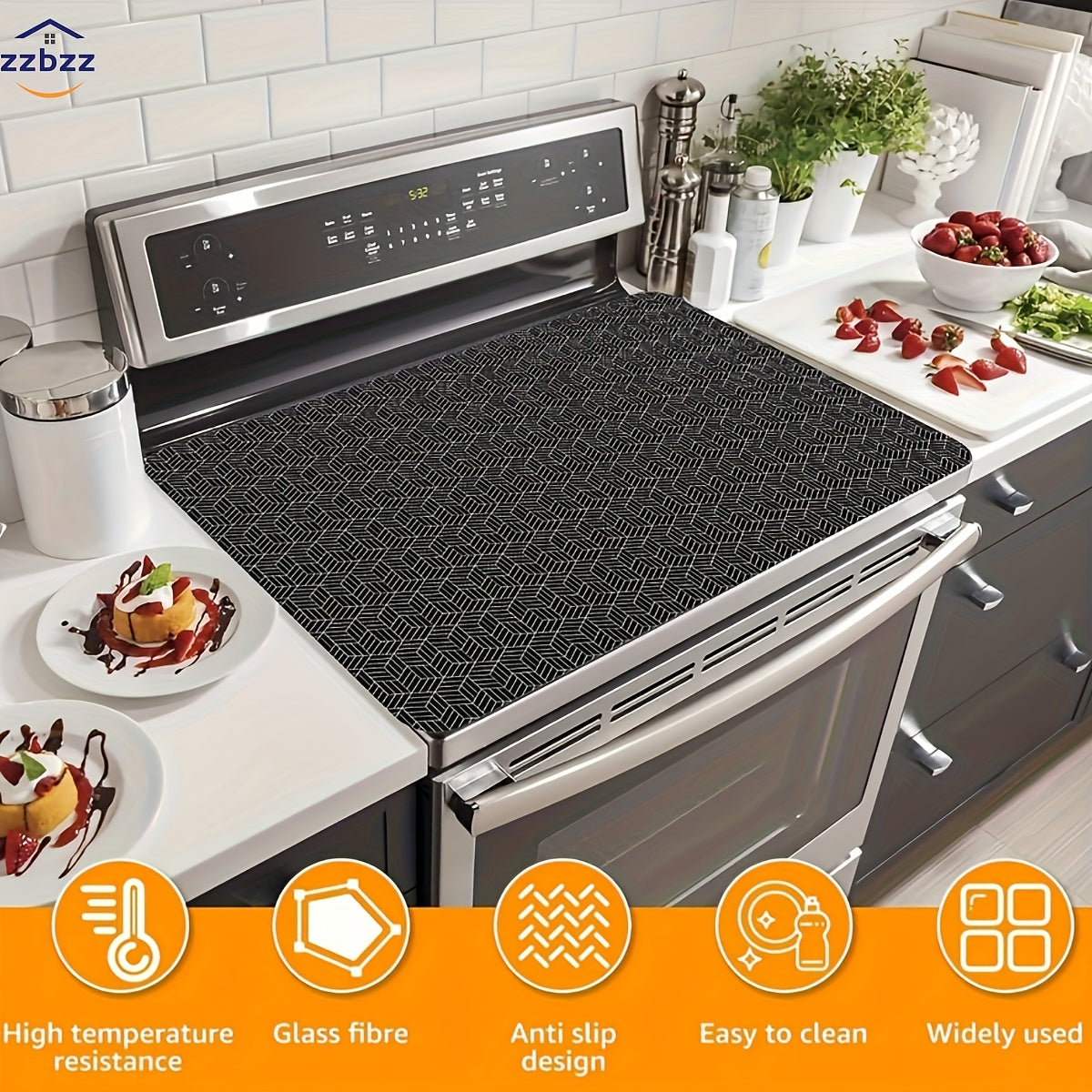 Alfombrilla de silicona extra grande para vitrocerámica 78cm x 52cm, protector de cocina resistente a arañazos y al calor