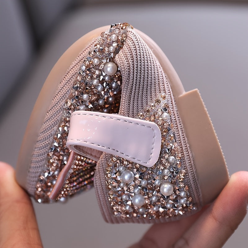 2024 Bahor/Kuz Malika Yumshoq Taglikli Bolalar Poyabzallari Kristall Tafsilotlari Bilan.