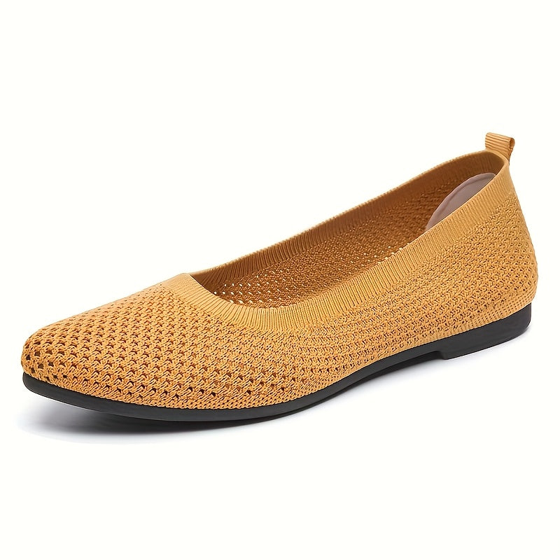Women's Knit Mesh Pointed Toe Flats, Casual Slip-On Shoes for All Seasons