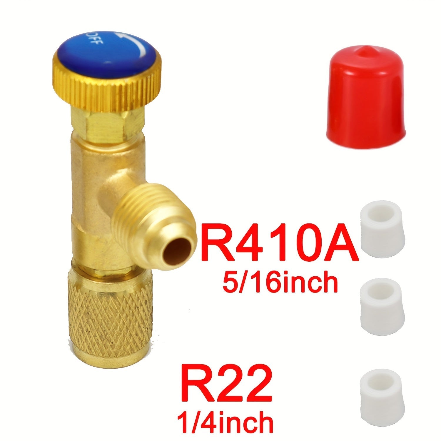 Brass R410A R22 Refrigerant Safety Valve with Adapters for HVAC Systems