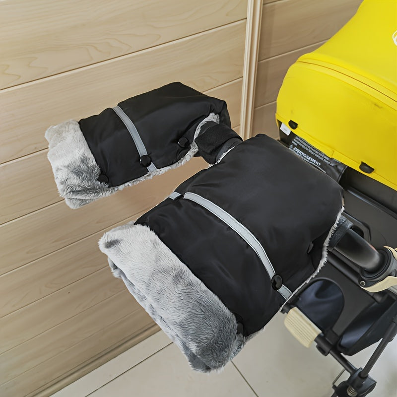 Waterproof Stroller Hand Muffs for Adults Windproof Plush Fleece Lined Gloves