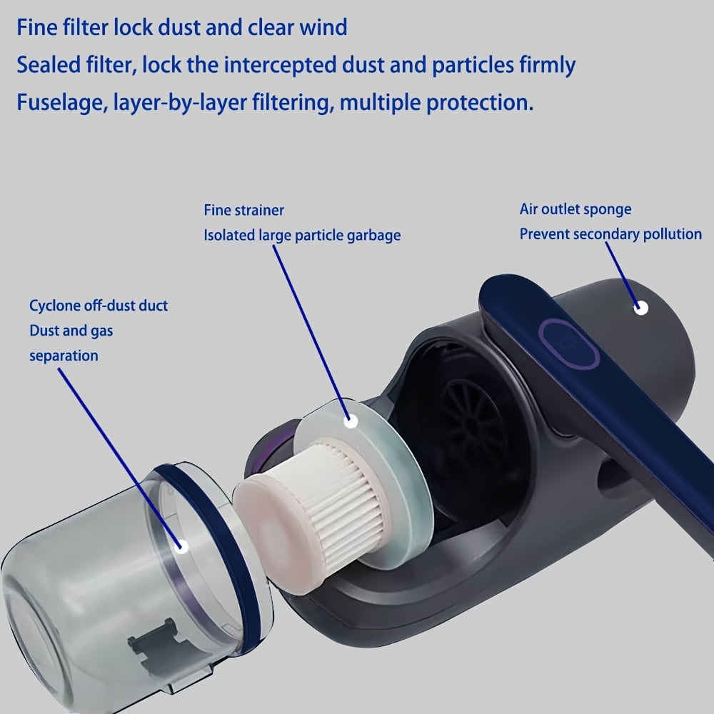 Portativ simsiz changyutgich UV-C nuri bilan, kuchli tortish va filtr bilan