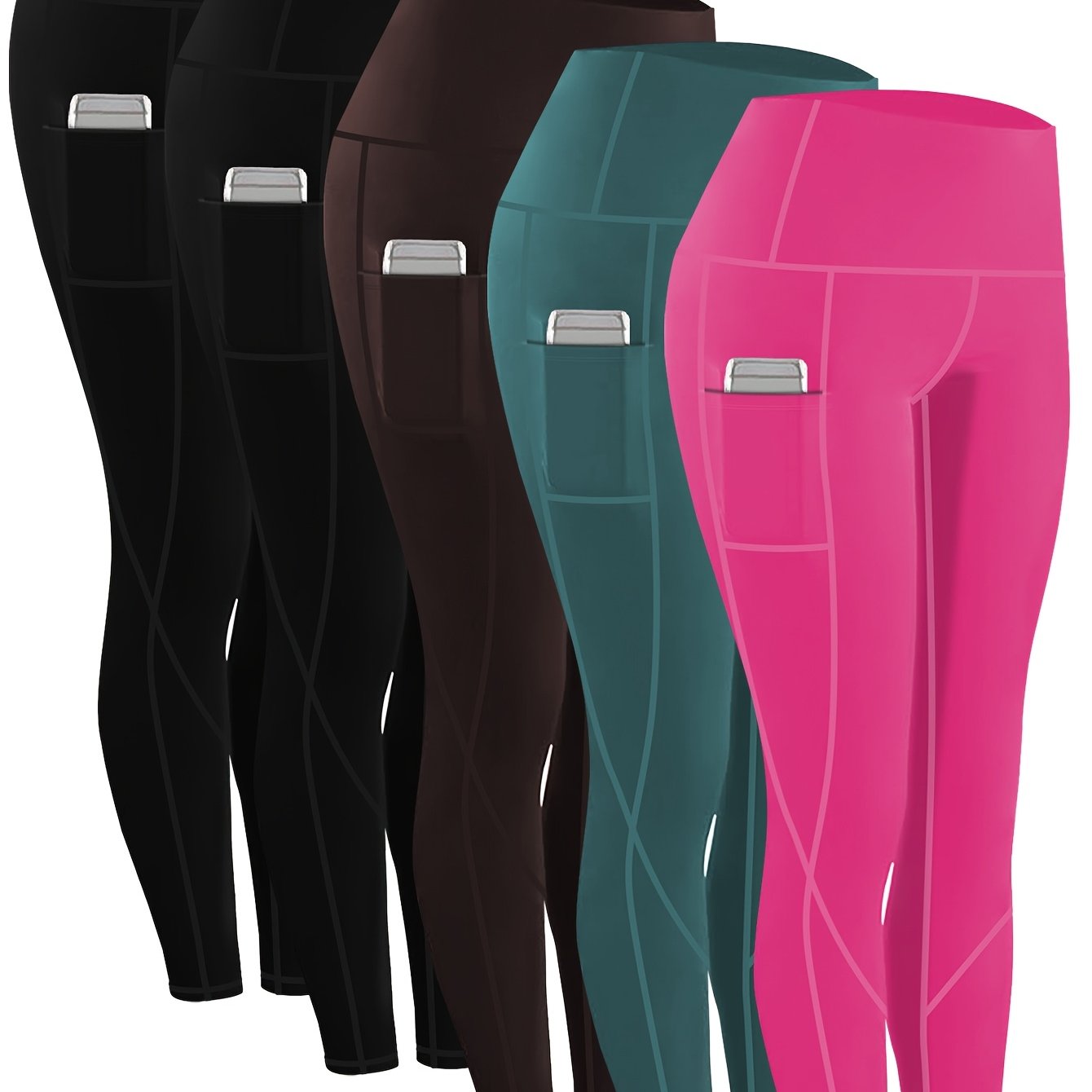 Ayollar uchun ko'p rangli katta o'lchamli yoga legginslari, cho'ntaklar bilan, fitnes uchun