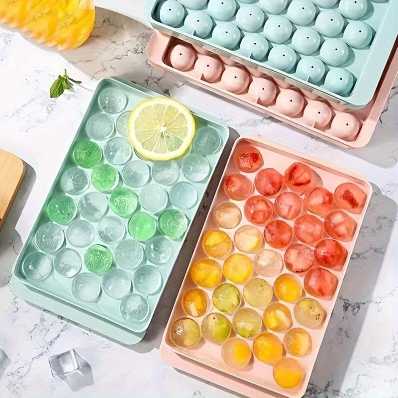 Round Diamond Silicone Ice Cube Tray 33 Grids Food Grade Plastic Refrigerator Storage
