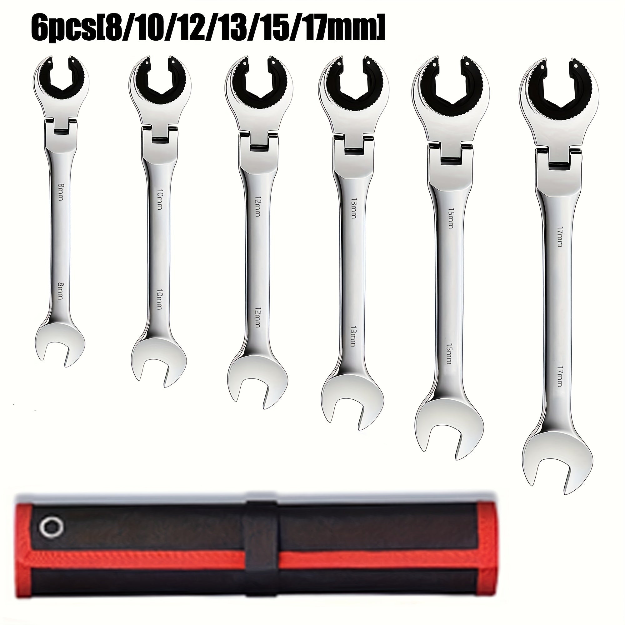 Ratchet kaliti to'plami Avtomobil tormoz, yonilg'i quvuri uchun ochiq-oydin, moslashuvchan bosh, 72 tish