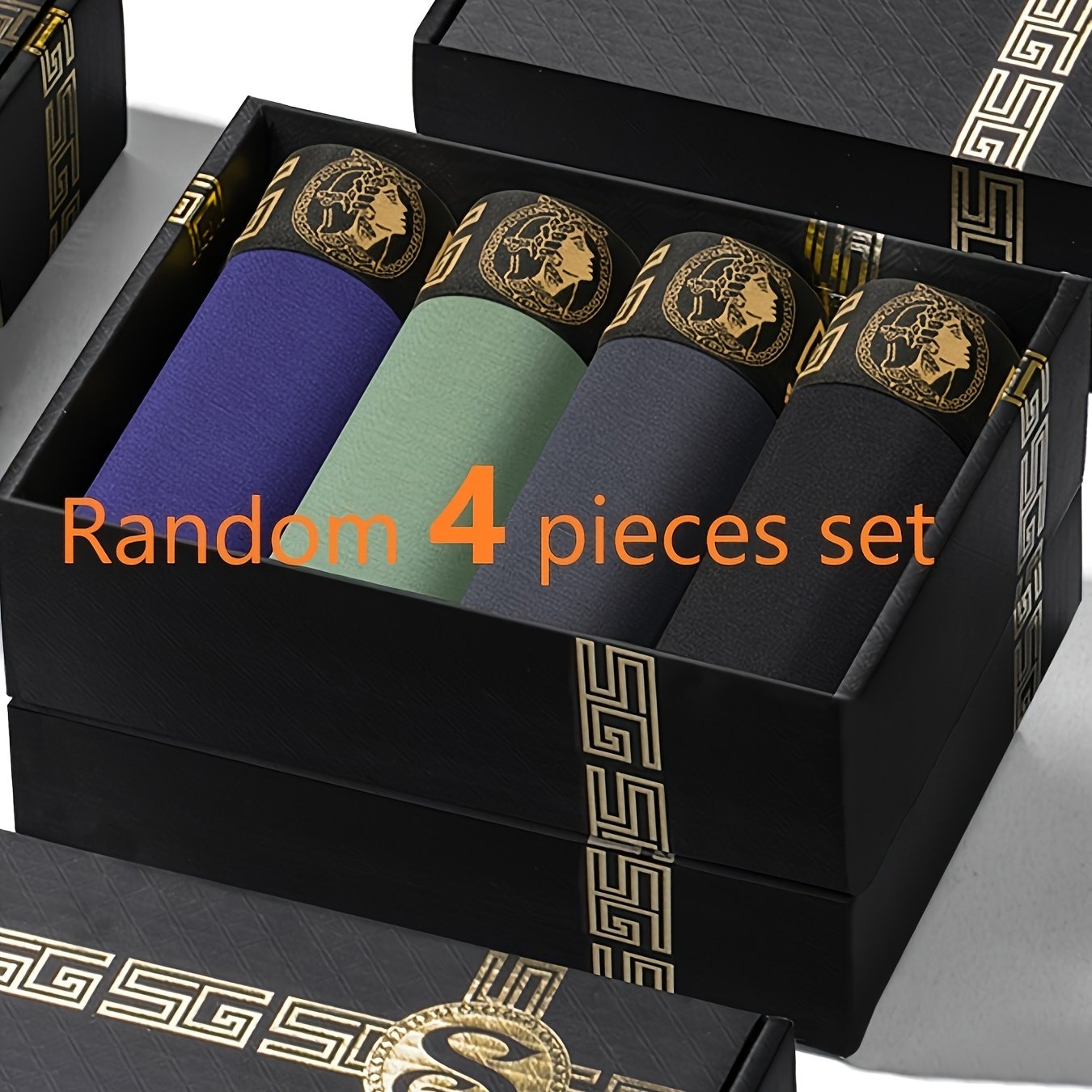 4-Pack EACIECK erkaklar sport shortlari qora va oltin sovg'a qutisida, viskoza va elastan aralashmasidan tayyorlangan, o'rtacha cho'zilish bilan. Ushbu bir xil rangdagi shortlar, to'qimachilik materialida odatdagi moslikda.