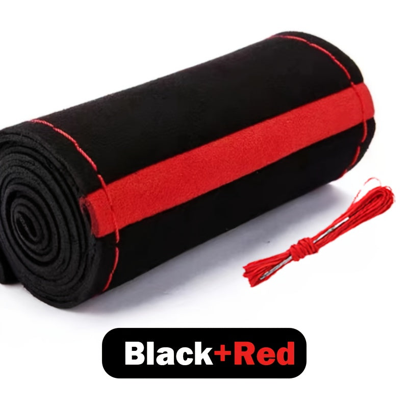 Cubierta de volante de cuero PU universal con reverso de peluche antideslizante y absorbente de sudor