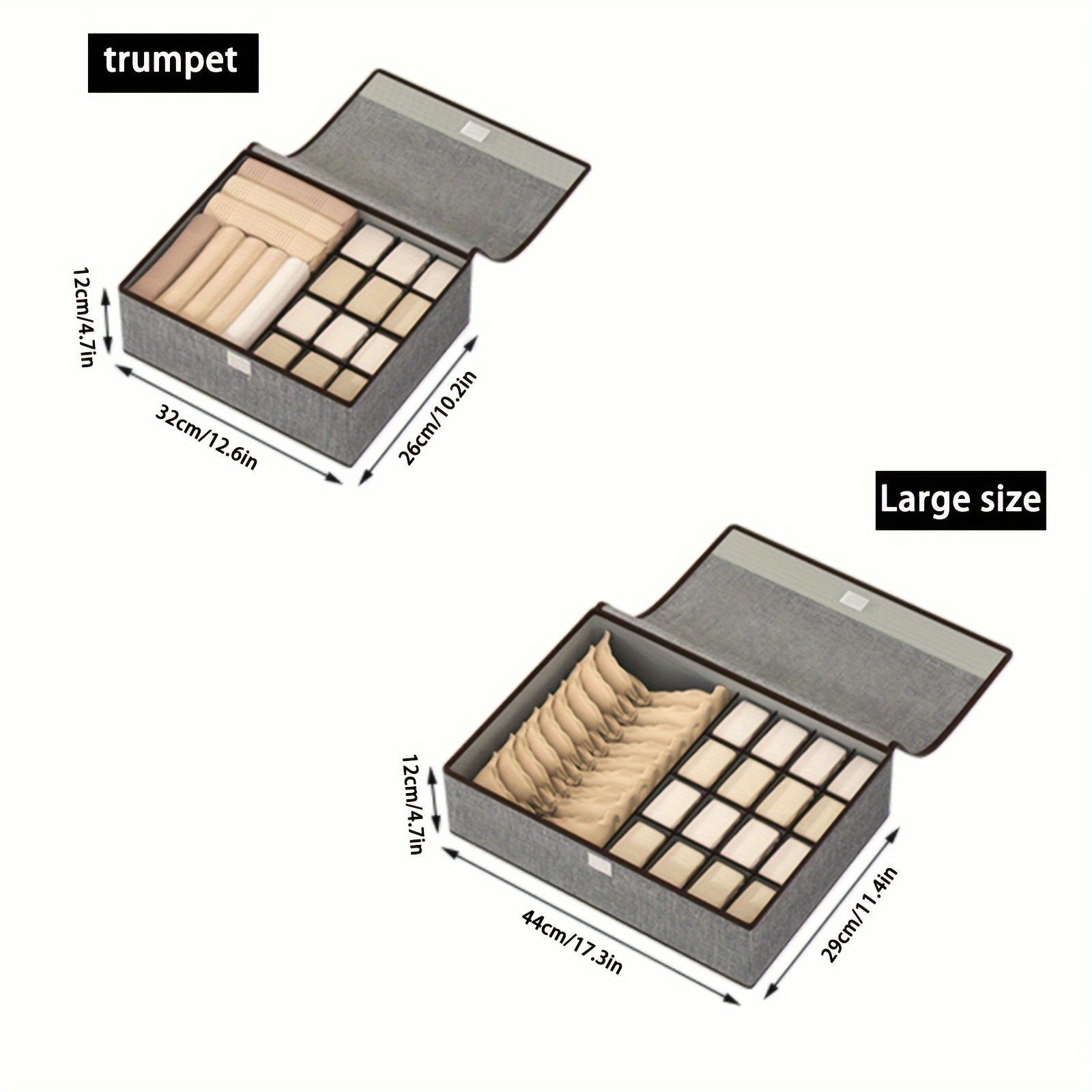 Коробка для хранения белья, складная, органайзер для одежды, бежевый, светло-серый