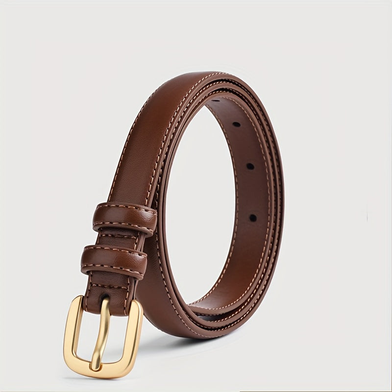 Women's Slim PU Belt with Pin Buckle for Jeans and Pants