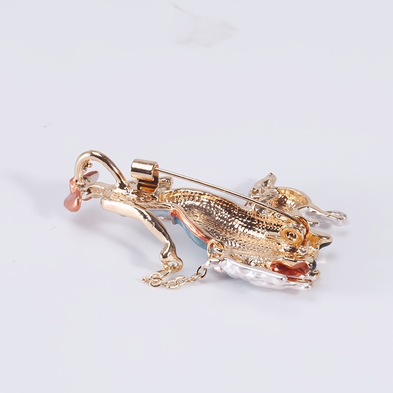 Enamel Brooch Girl Walking Dog Cartoon Animal Cute Jewelry Accessories
