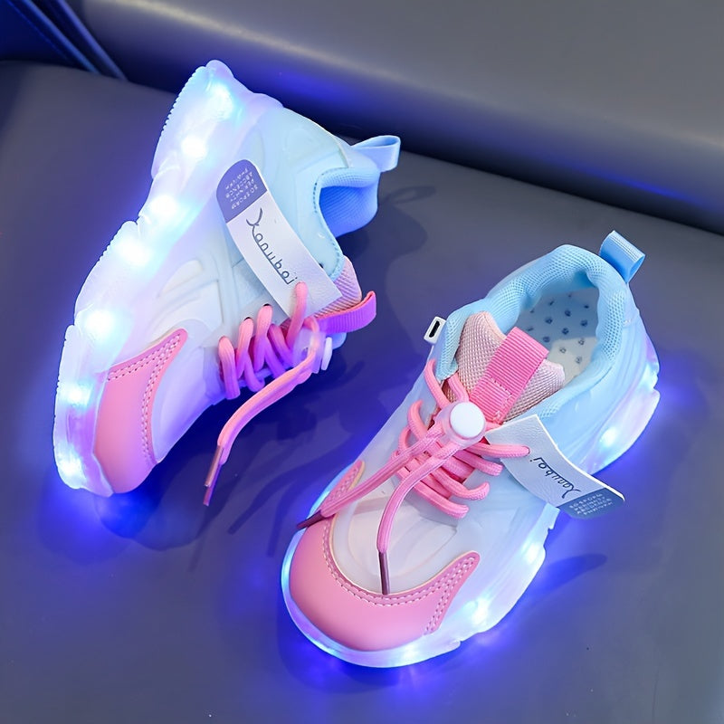 Rechargeable LED Sneakers for Boys with Shock-Absorbing Non-Slip Sole for Running and Training