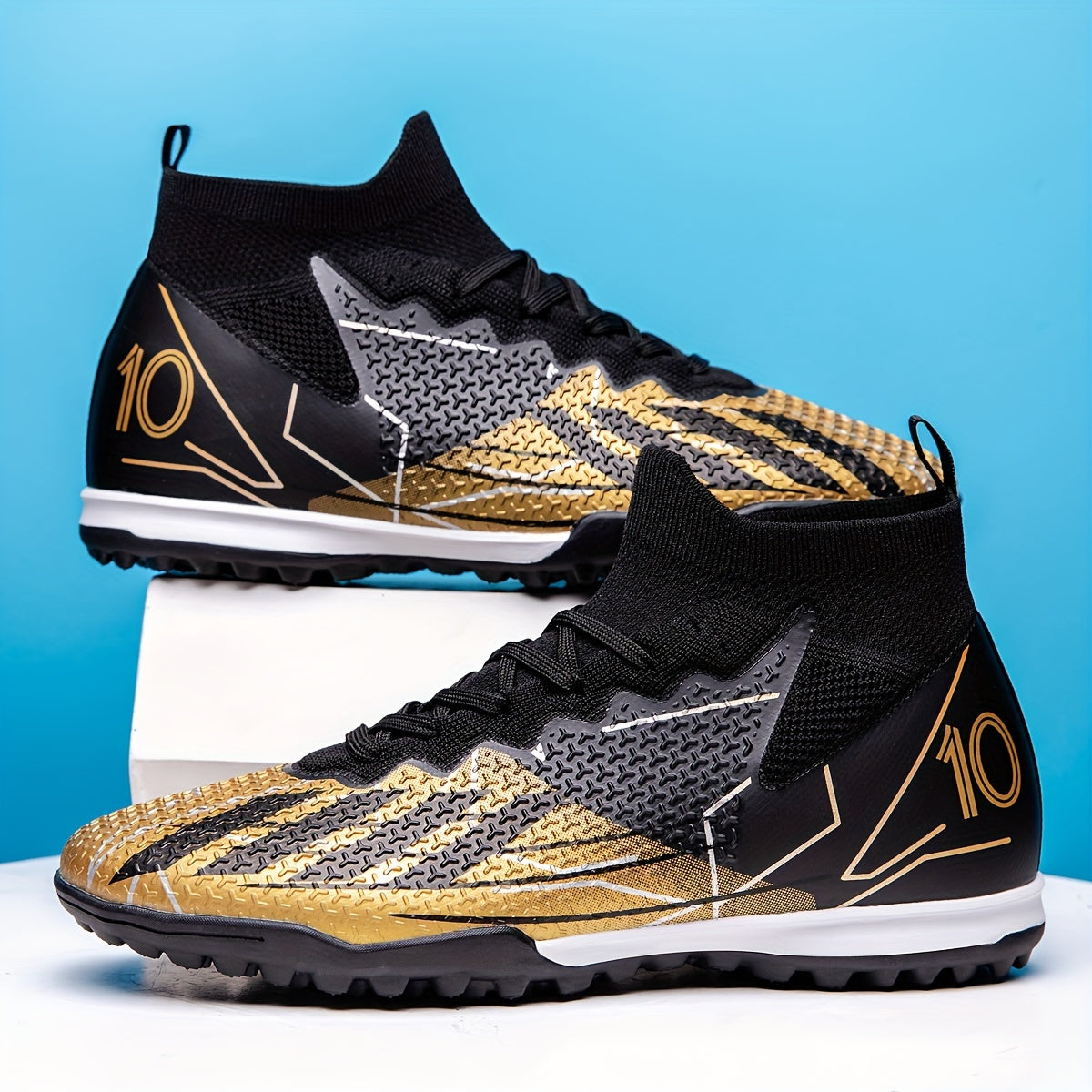 High Top Soccer Shoes Non-Slip Turf Grips Indoor Outdoor Training