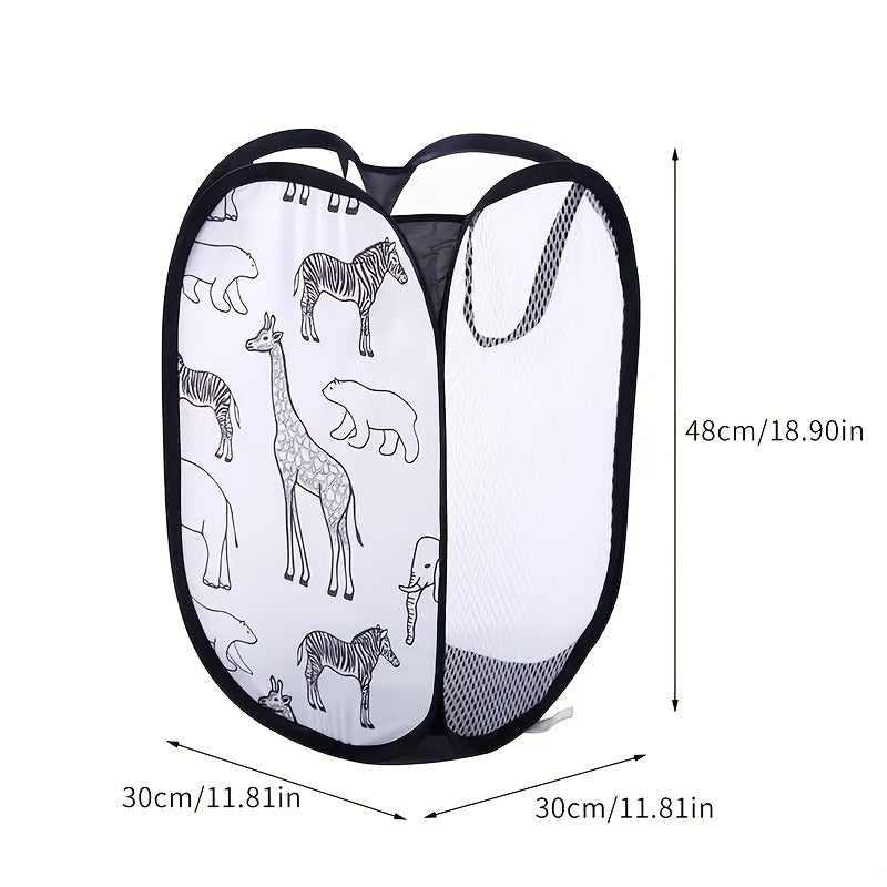 Rectangular Mesh Laundry Basket with Handles for Household Storage and Organization