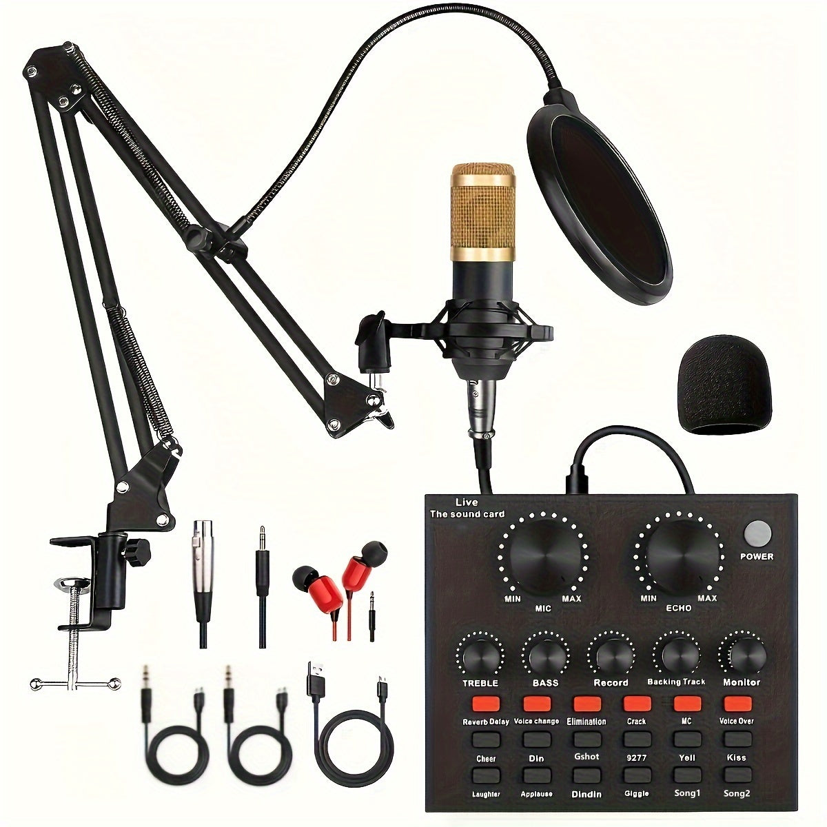 Mini Condenser Microphone Kit for Streaming Recording and Broadcasting with Audio Interface