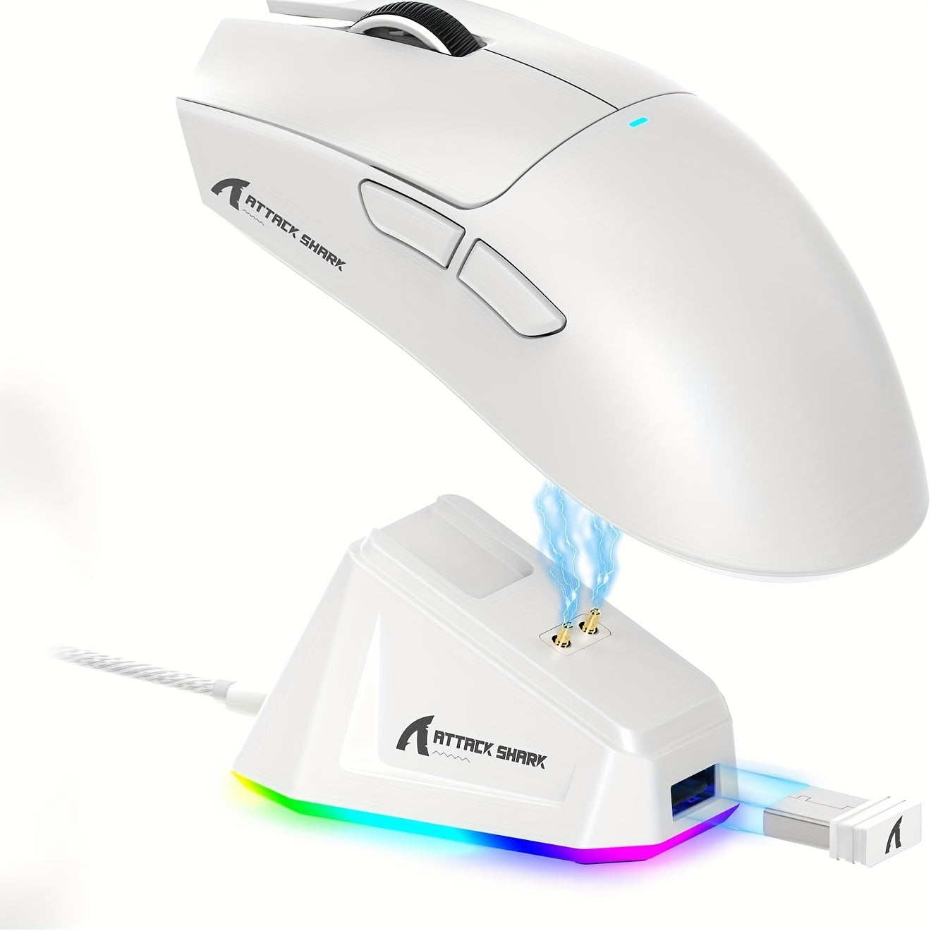 Игровая мышь Attack Shark X11 59G ультралегкая беспроводная с магнитной RGB зарядной станцией, 22000 DPI, 5 программируемых кнопок для ПК/ноутбука/Mac.