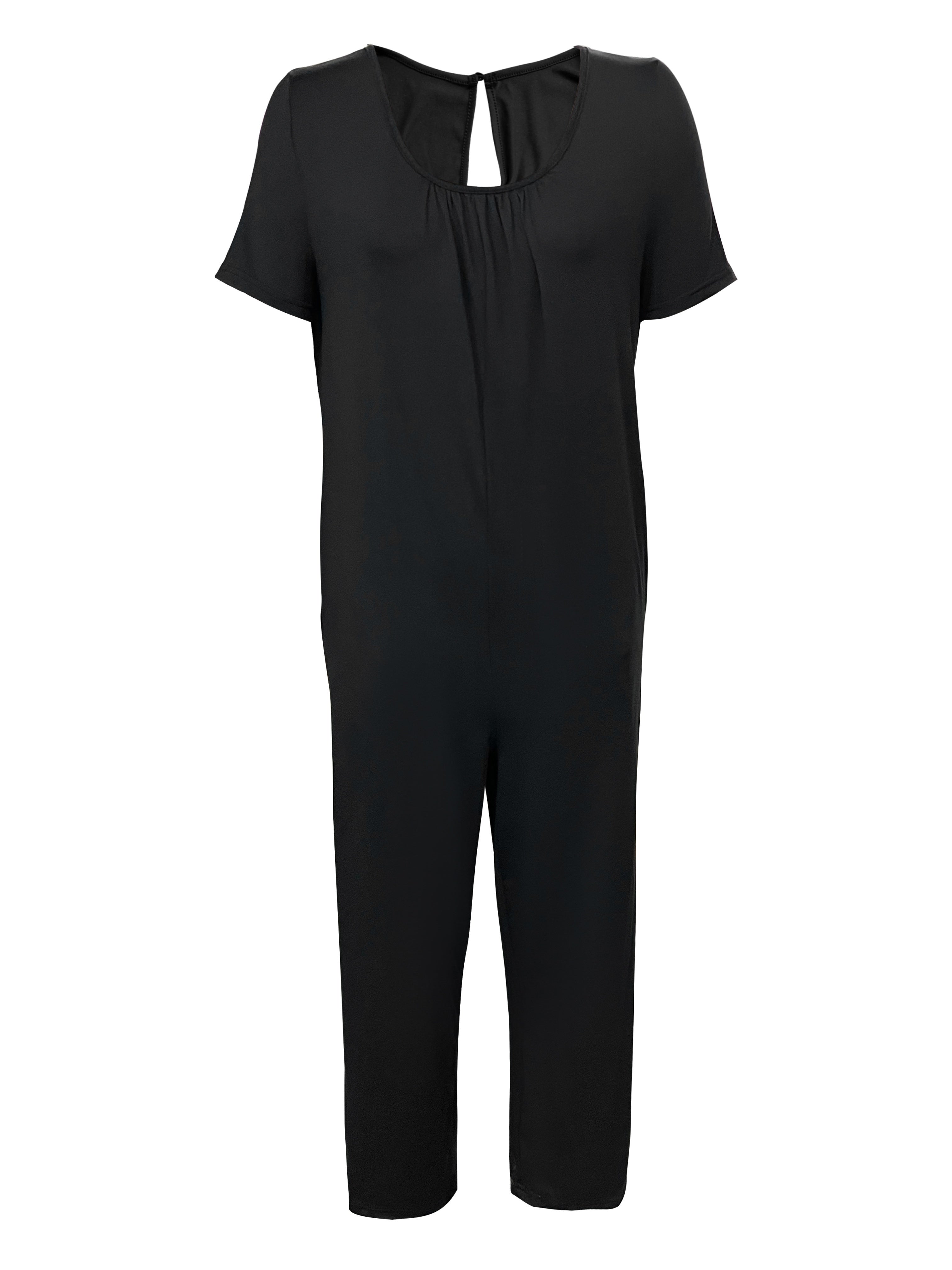 Plus Size Casual Short Sleeve Jumpsuit With Pockets for Spring Summer