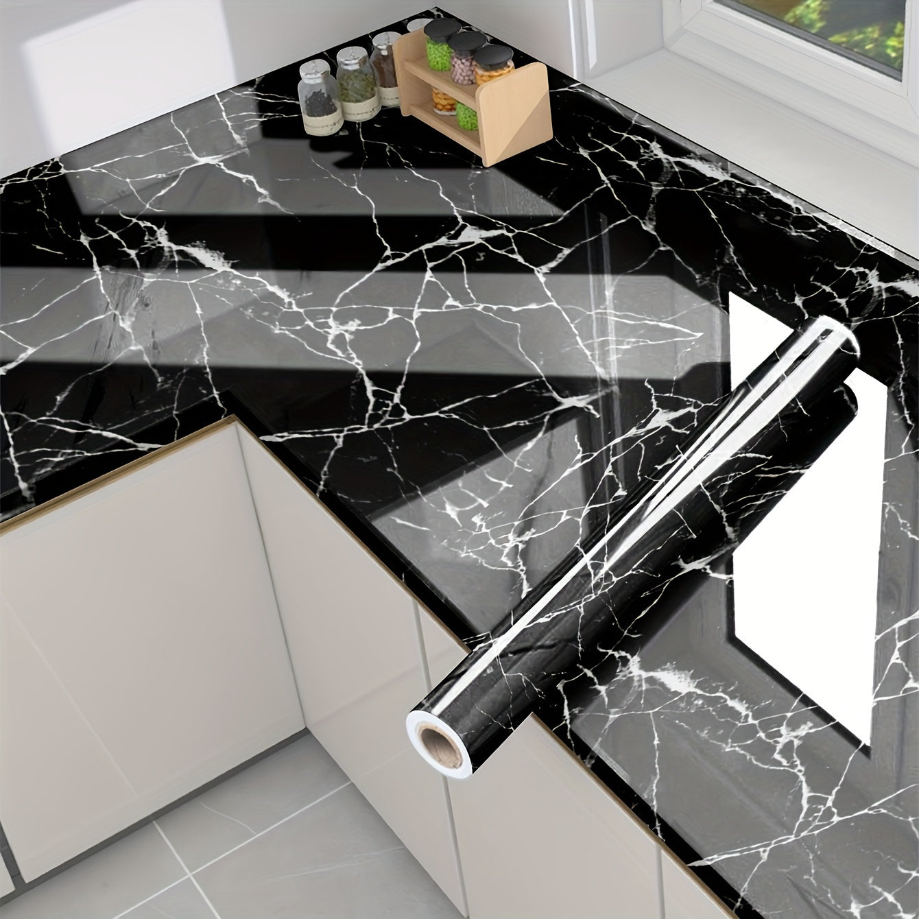 Self-Adhesive Waterproof Marble Wall Stickers for Kitchen Bathroom Renovation
