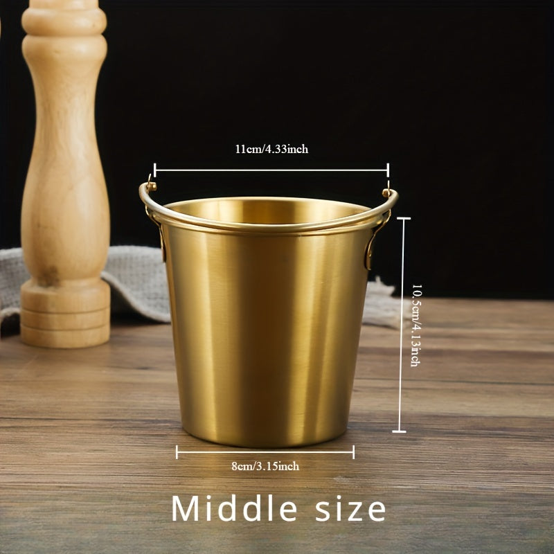 Qopqoq bilan oltin zanglamas po'latdan yasalgan muz idishi, sovuq ichimliklar va atıştırmaliklar uchun, Rojdestvo sovg'asi uchun ideal.