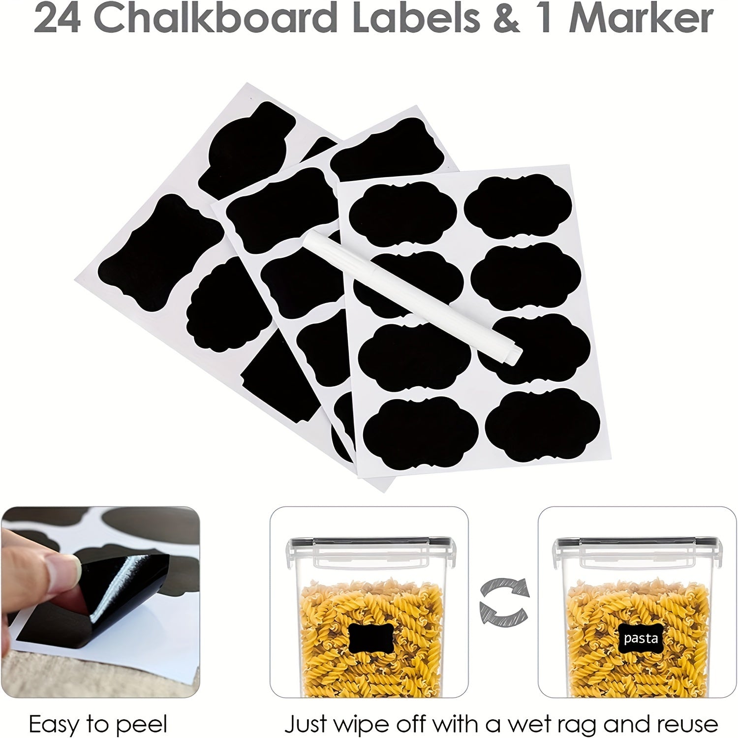 Juego de 6 o 12 recipientes de almacenamiento de alimentos a prueba de aire con tapas y etiquetas para alimentos secos