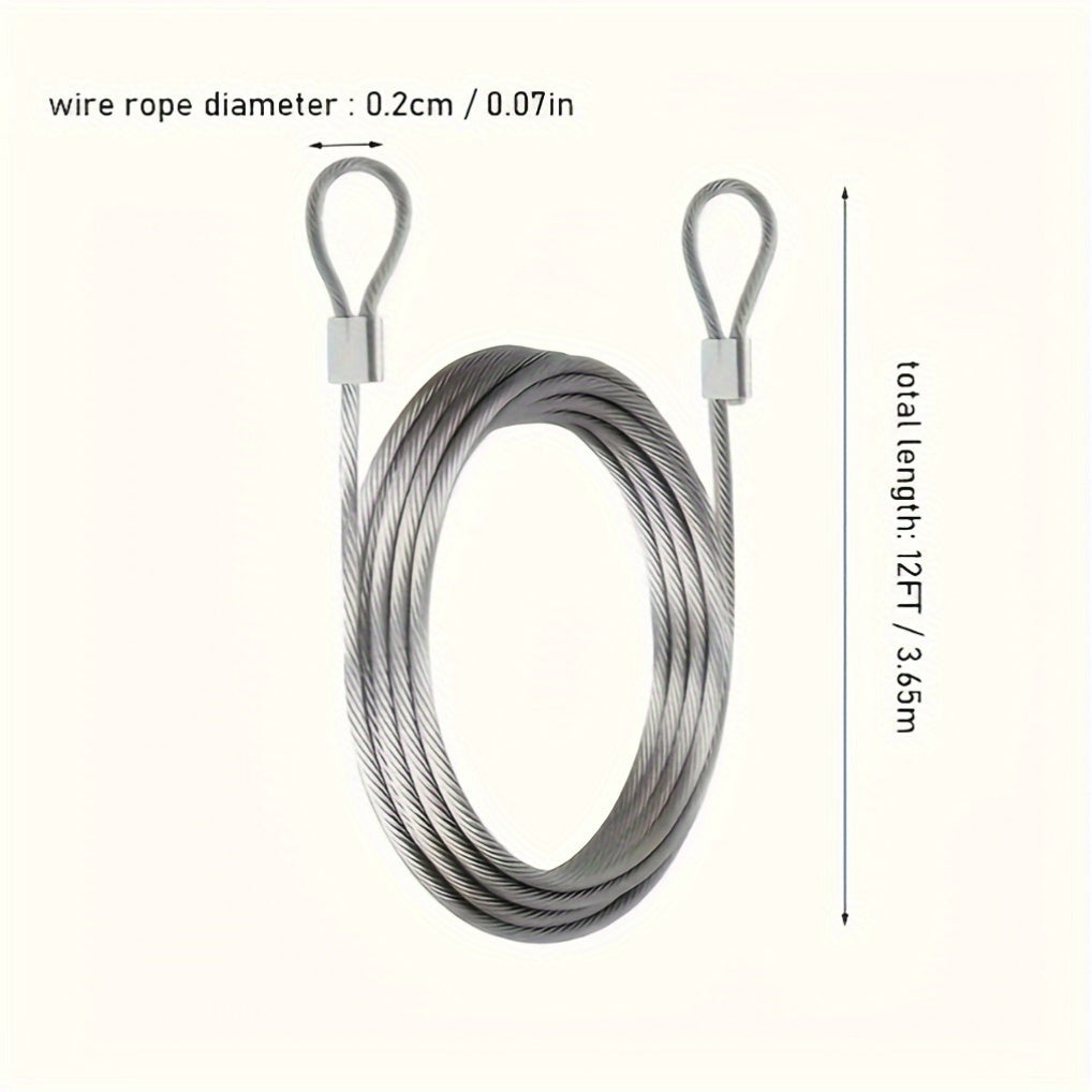 4 ta qattiq ishlov berilgan zanglamaydigan po'latdan yasalgan kiyimlar uchun simlar to'plami, 12ft, 2mm diametr, tashqi kir yuvish uchun